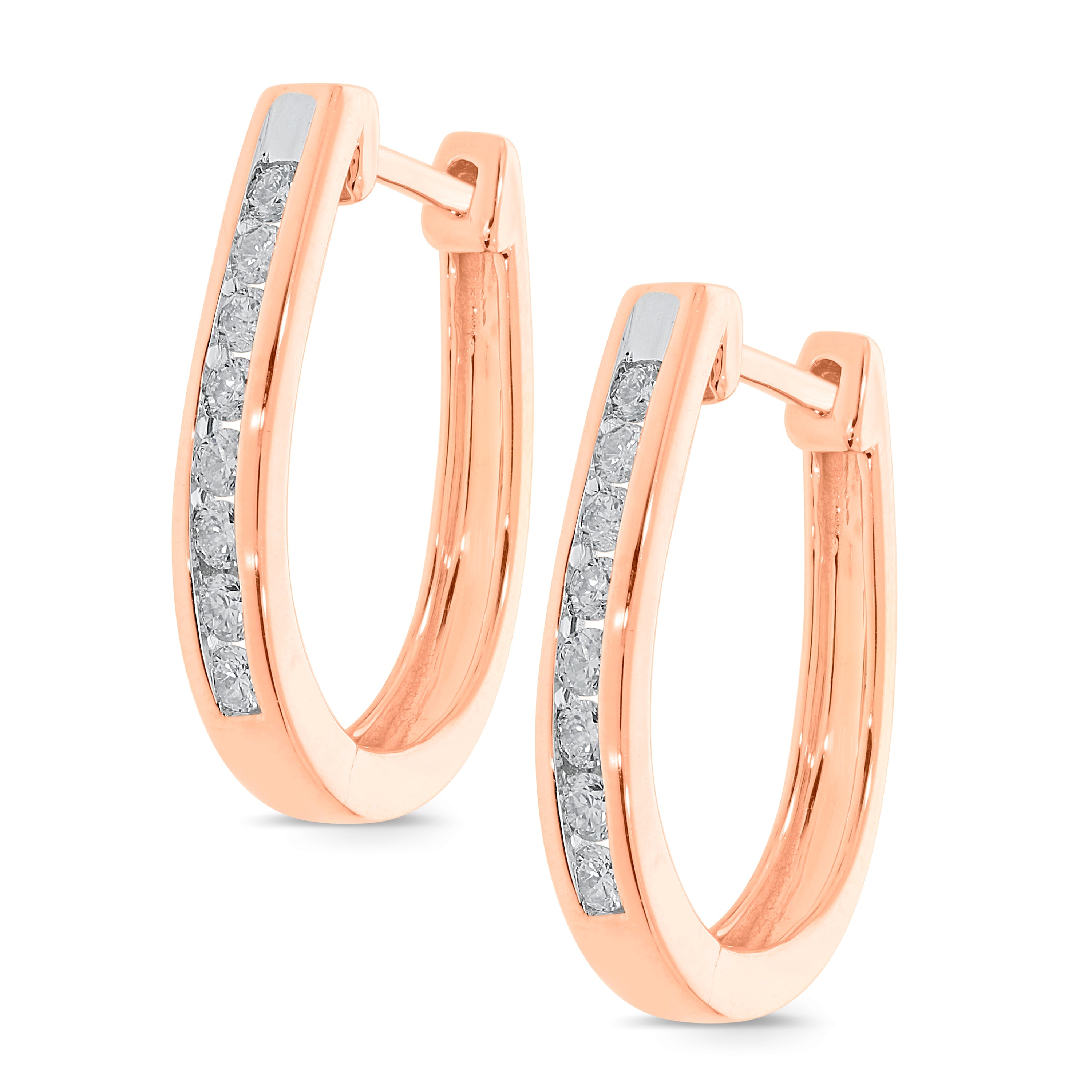 9ct Rose Gold 0.50ct+ Diamond Huggie Earrings