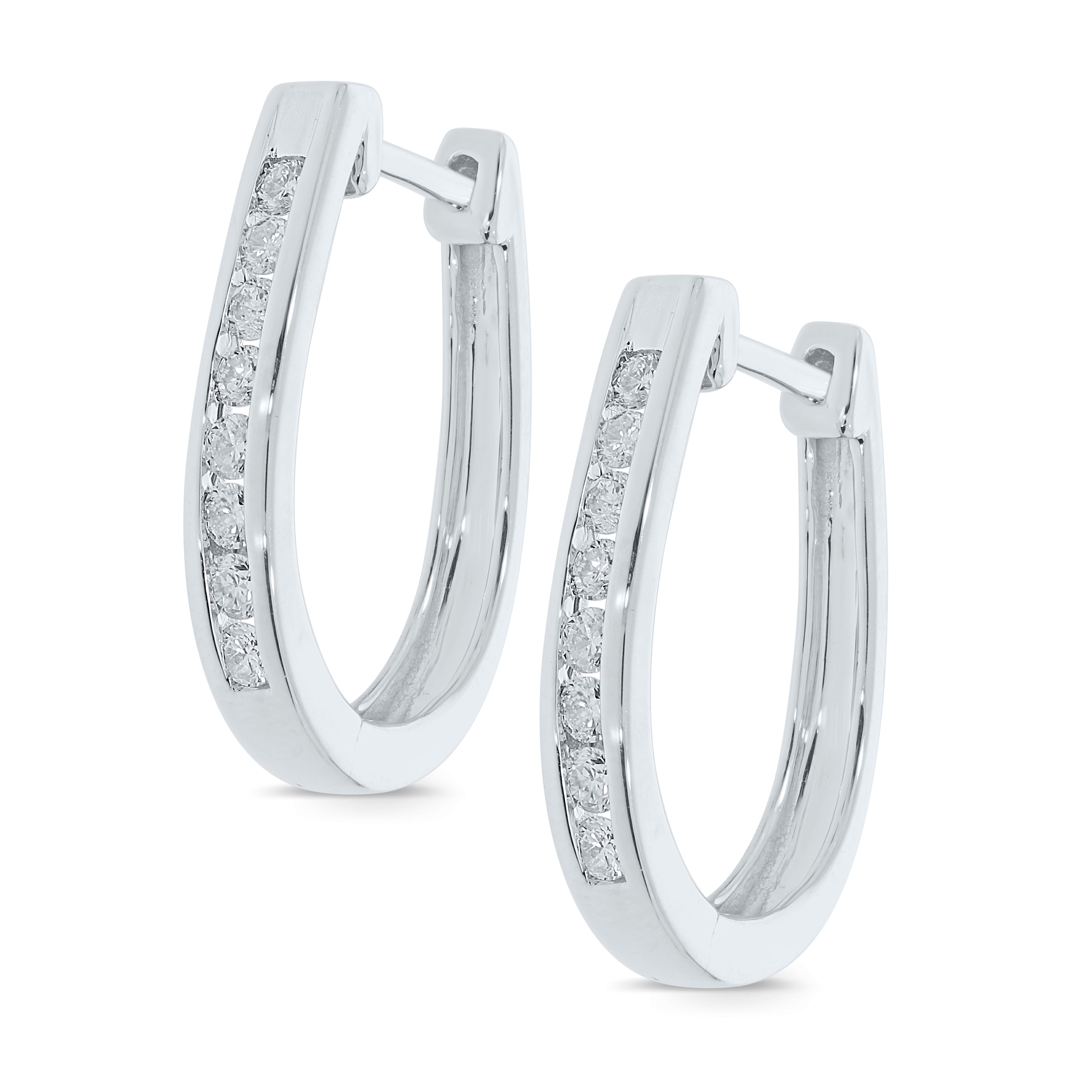 9ct White Gold 0.50ct+ Diamond Huggie Earrings