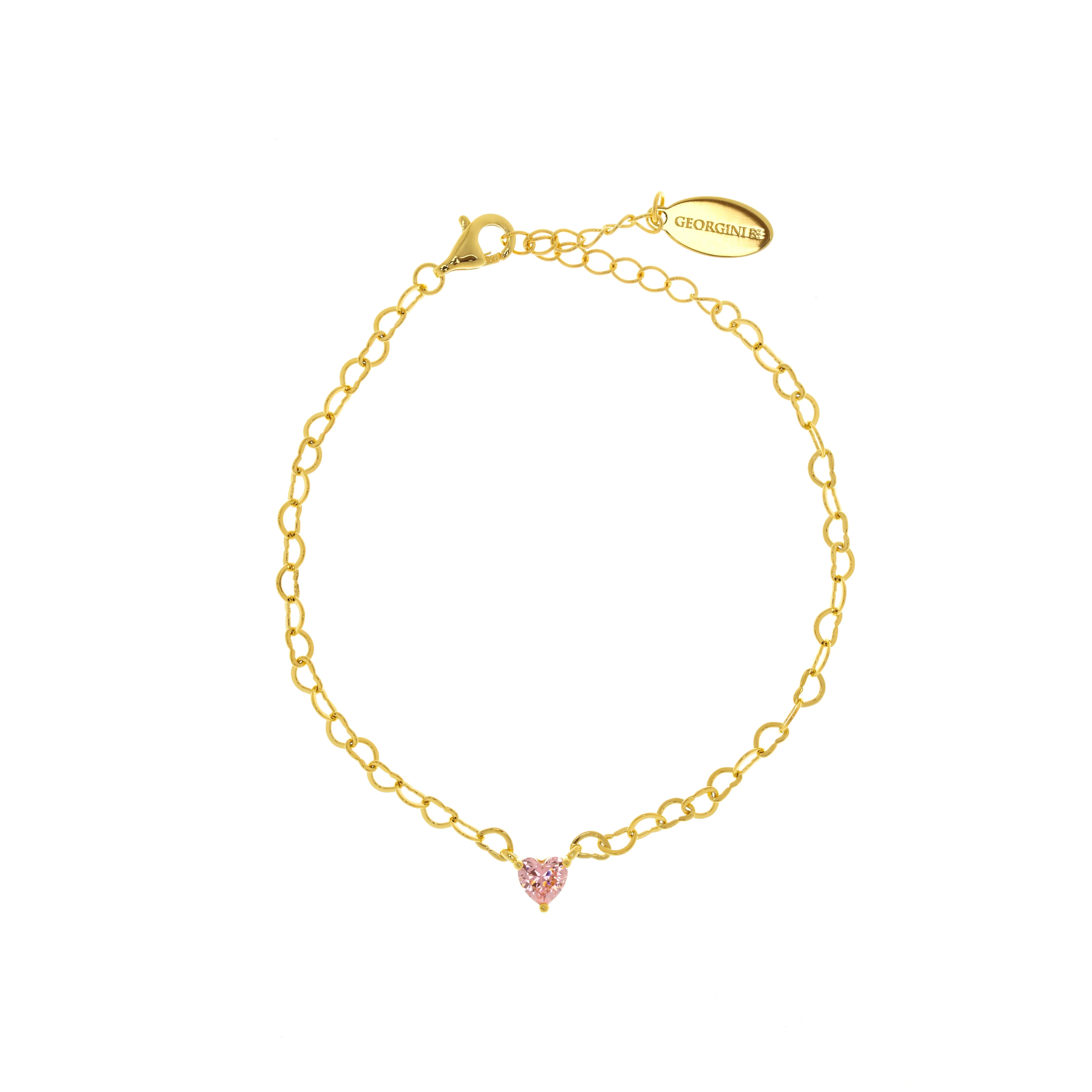 Georgini Sweetheart Heart Chain Bracelet Pink Gold
