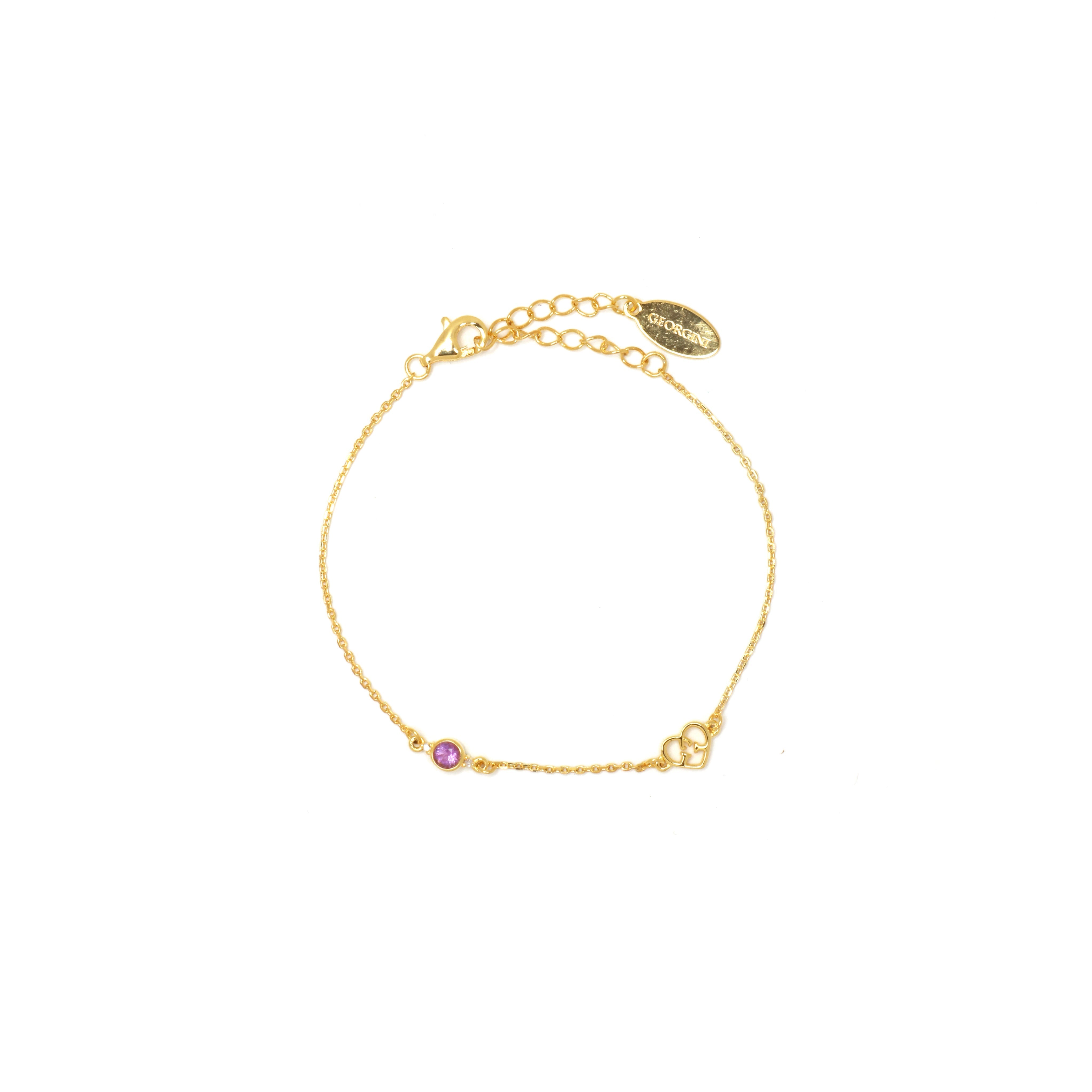 Diamonds by Georgini Natural Amethyst and Two Natural Diamond February Bracelet Gold