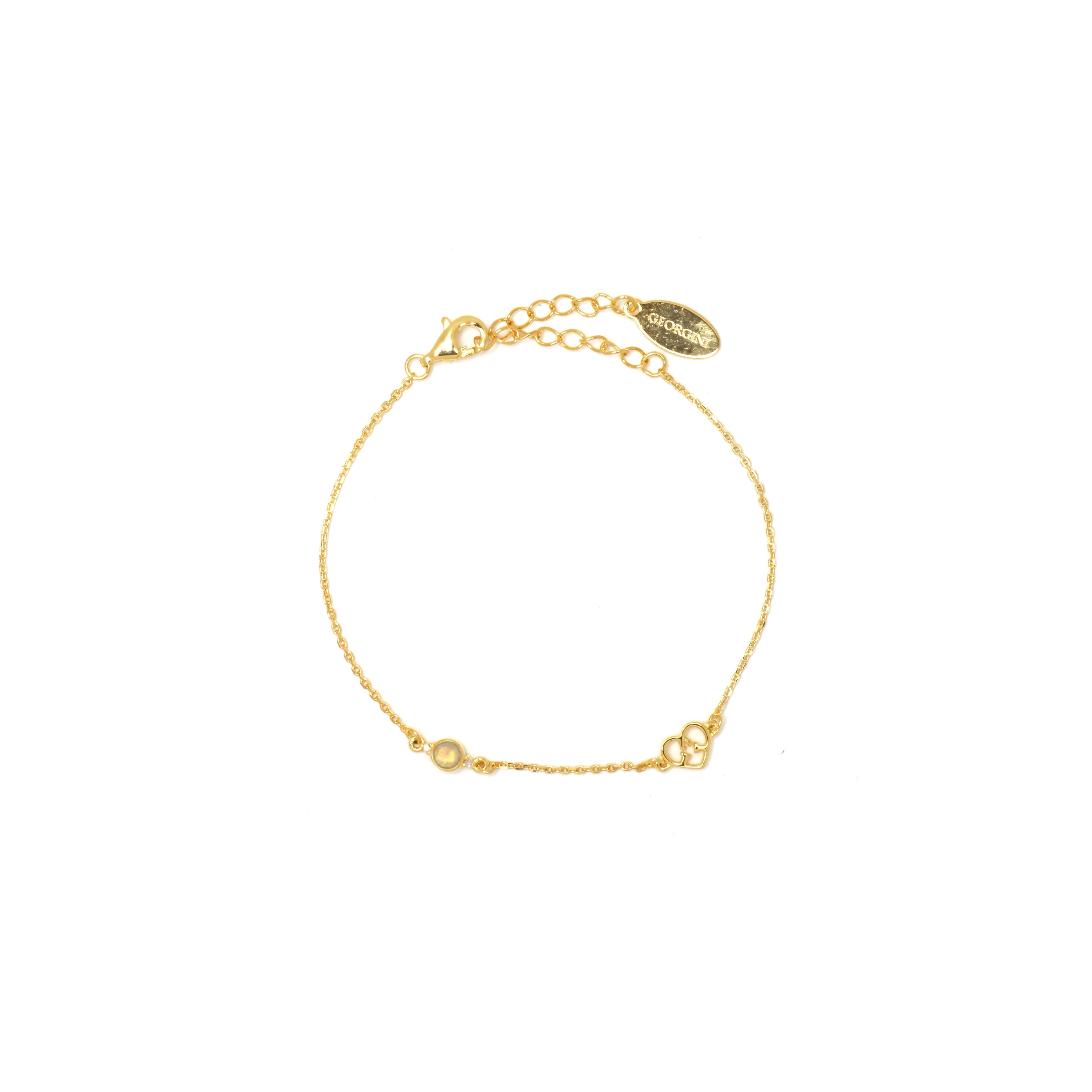 Diamonds by Georgini Natural Opal and Two Natural Diamond October Bracelet Gold