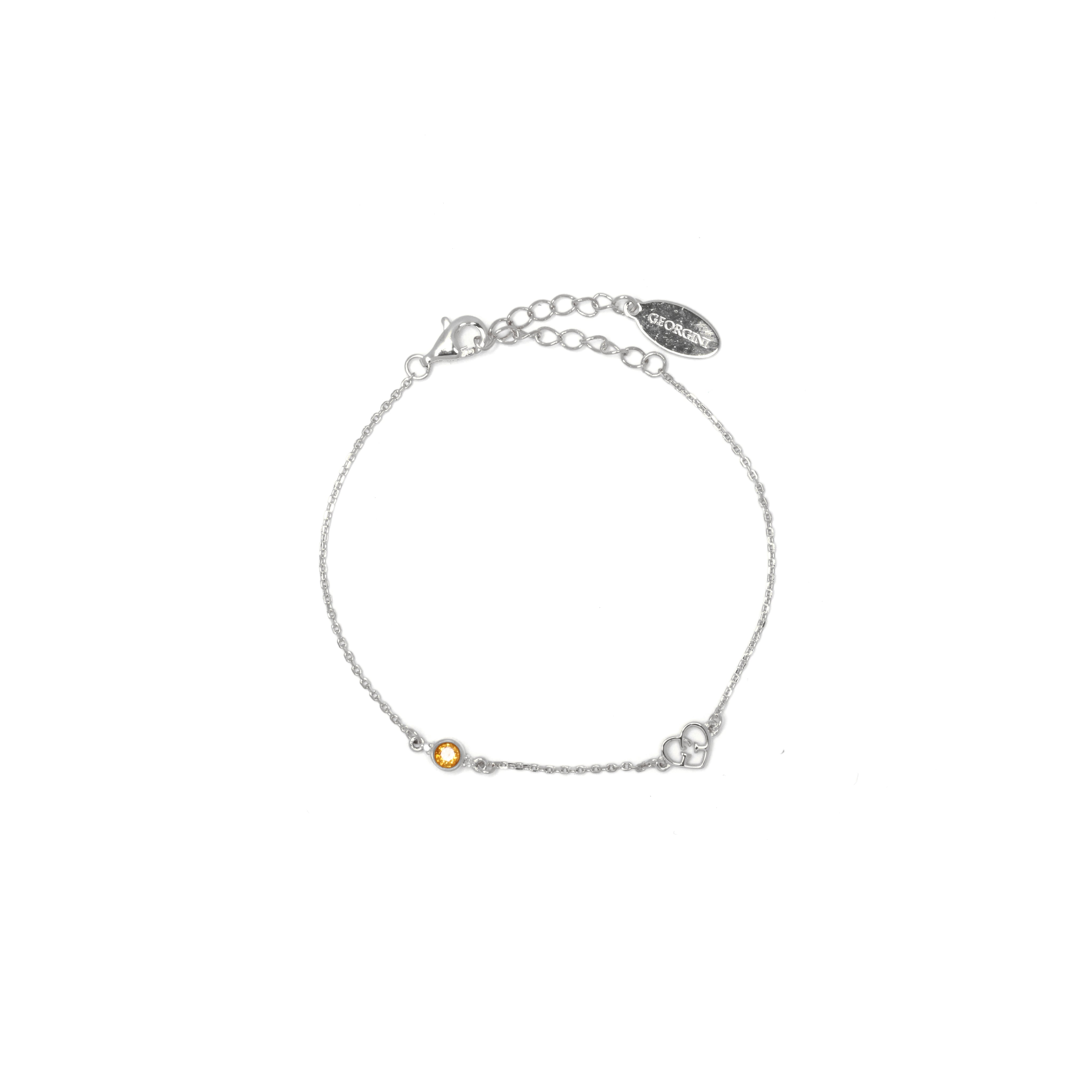 Diamonds by Georgini Natural Citrine and Two Natural Diamond November Bracelet Silver