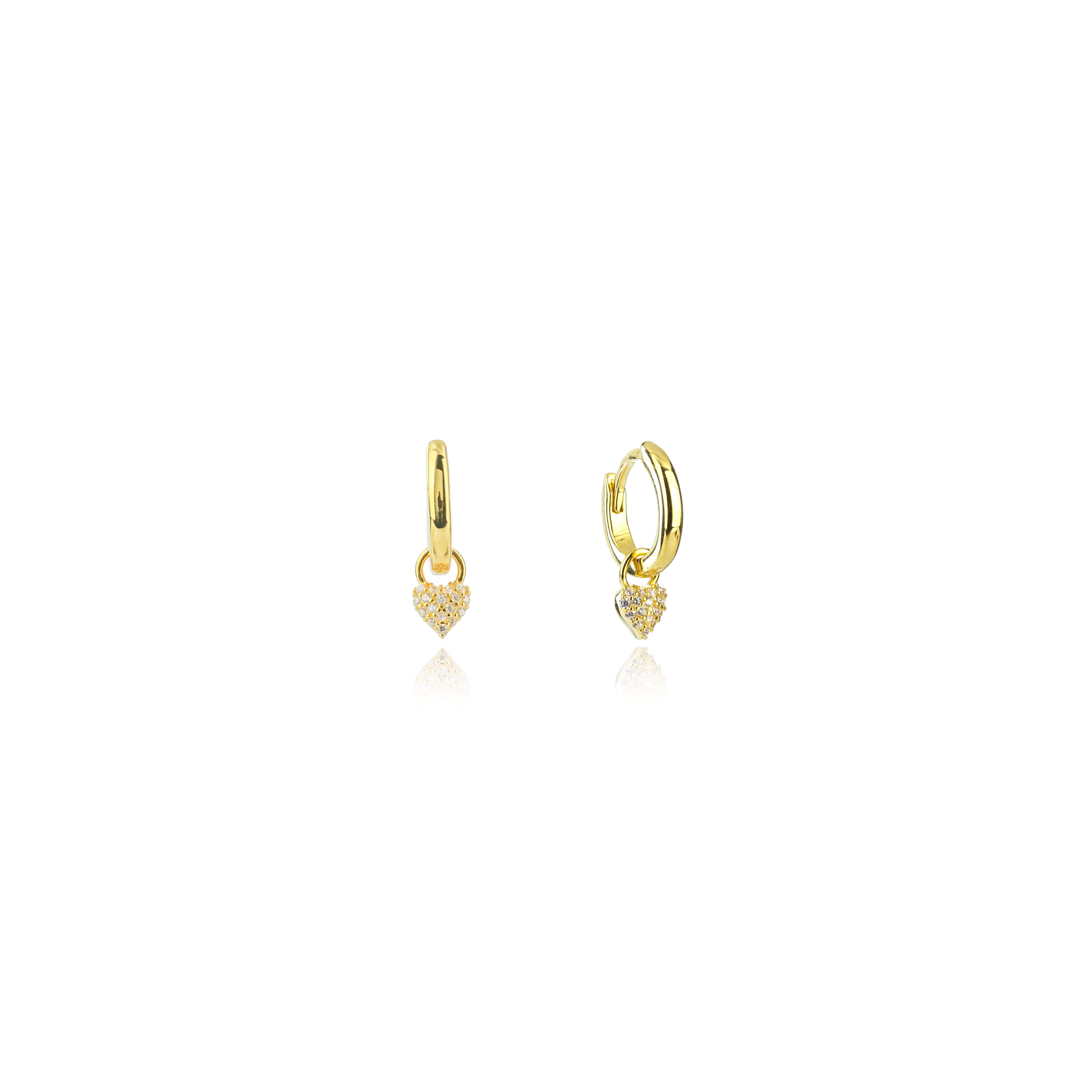 Georgini Sweetheart Sparkly Heart Mini Drop Hoops Gold