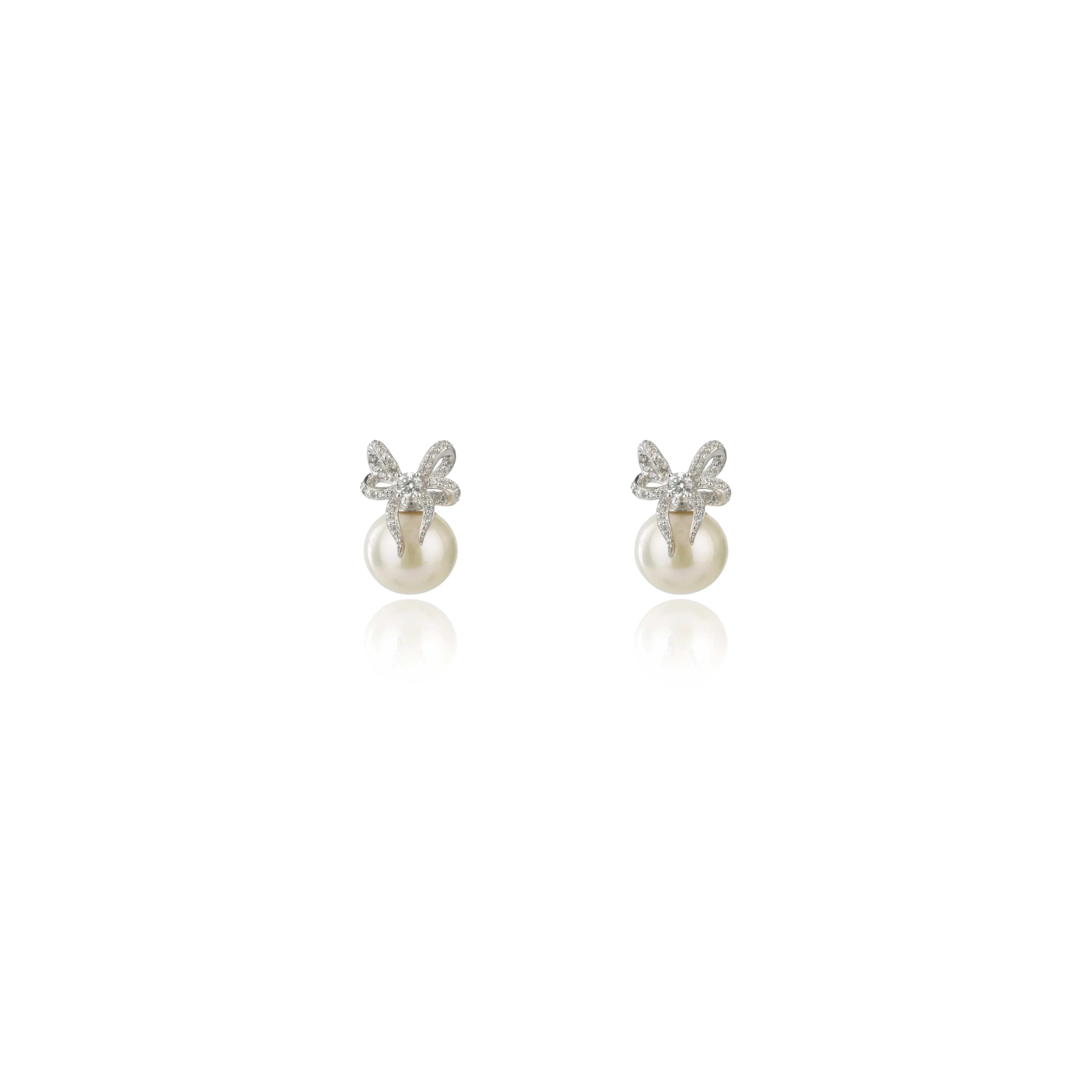 Georgini Sweetheart Bow Freshwater Pearl Earrngs
