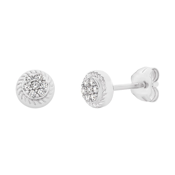 9ct White Gold Diamond set Twirl Stud Earrings