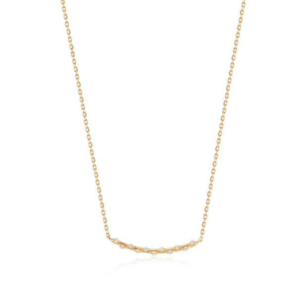 Ania Haie 14ct Gold Stargazer Natural Diamond Bar Necklace