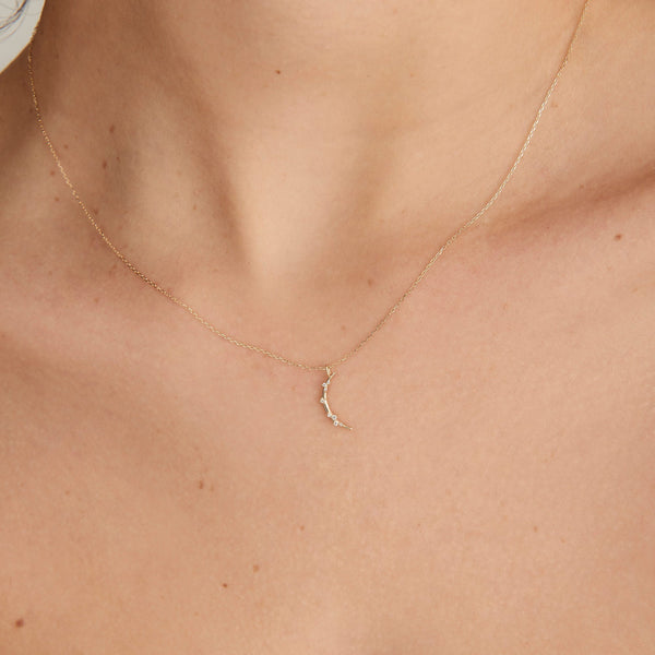 Ania Haie 14ct Gold Stargazer Natural Diamond Moon Necklace