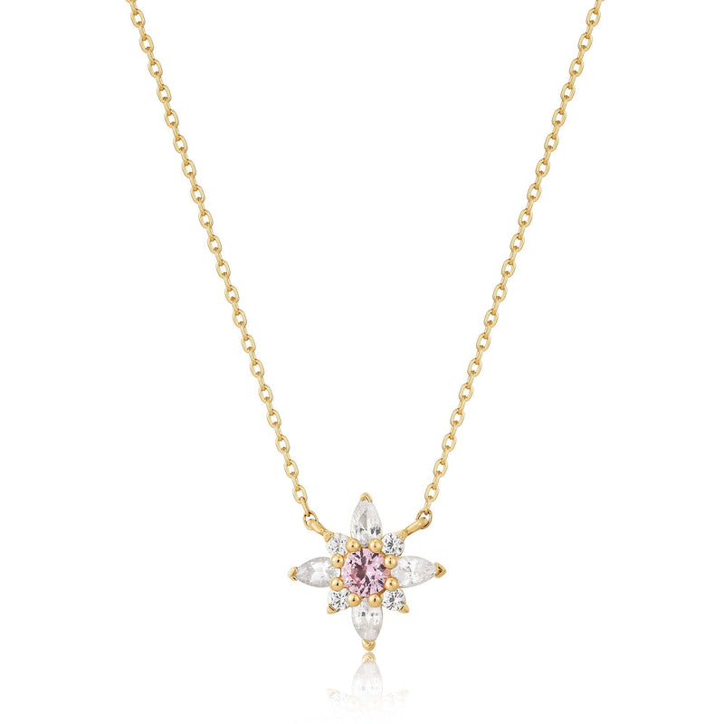 Ania Haie 14ct Gold White and Pink Sapphire Flower Necklace