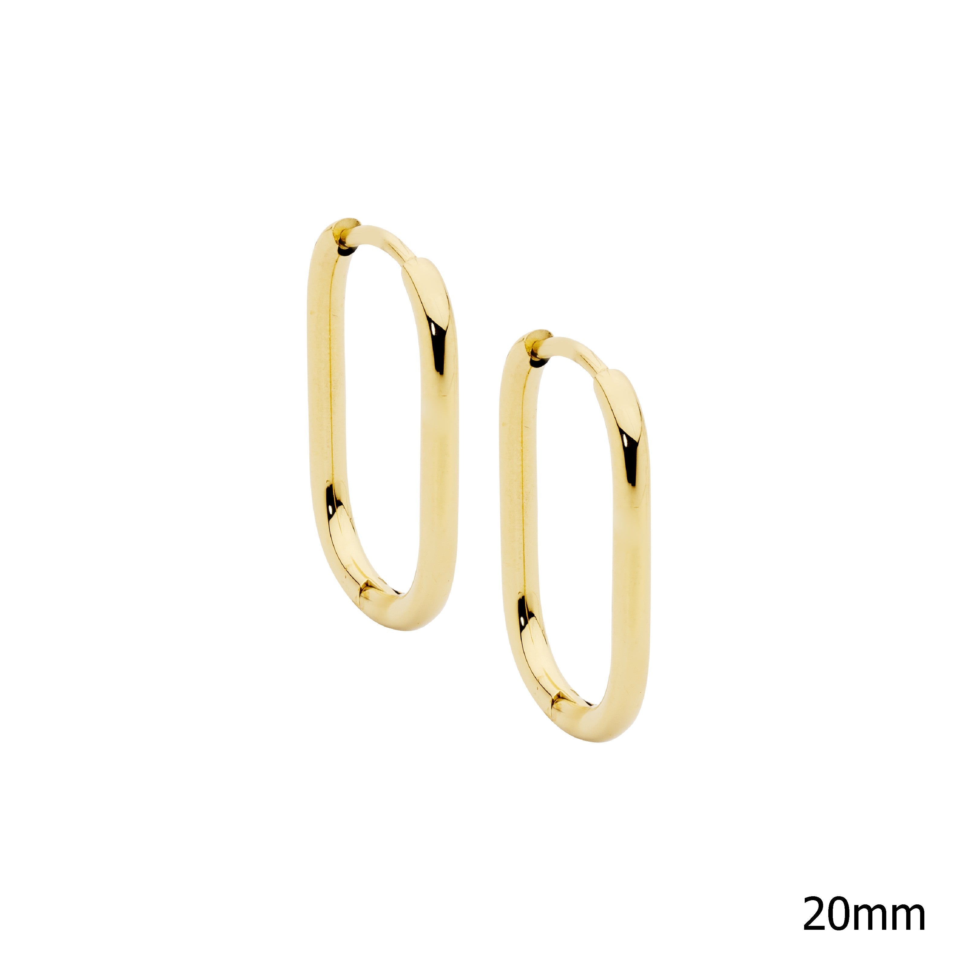 Stainless Steel 20mm Oval Hoop Earrings With Gold IP Plating