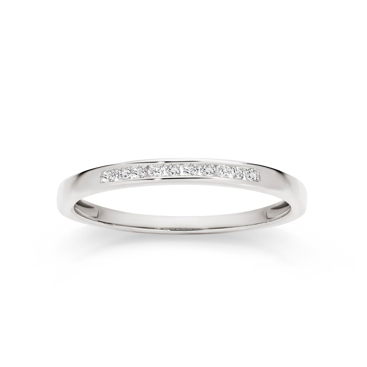 9ct White Gold 0.10ct Channel Set Diamond Wedding Band