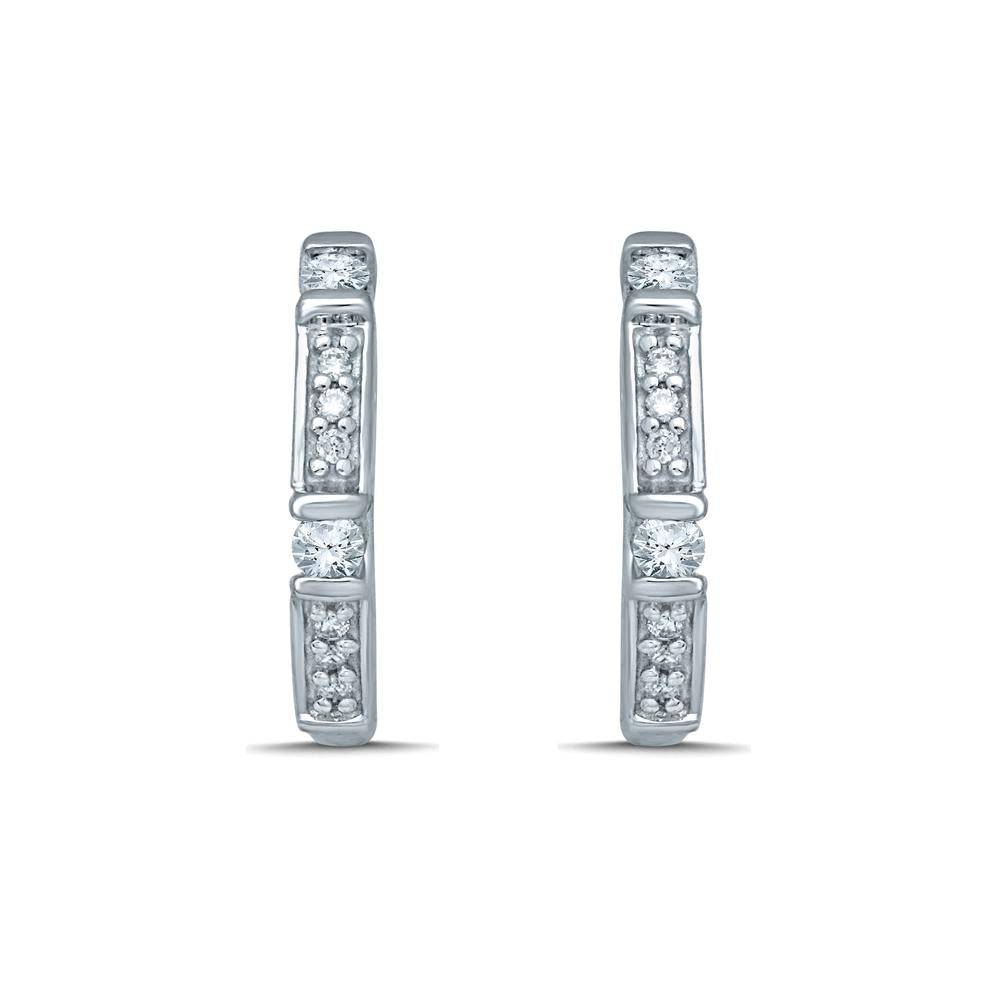 9Ct White Gold 0.15Ct Diamond Huggie Earrings