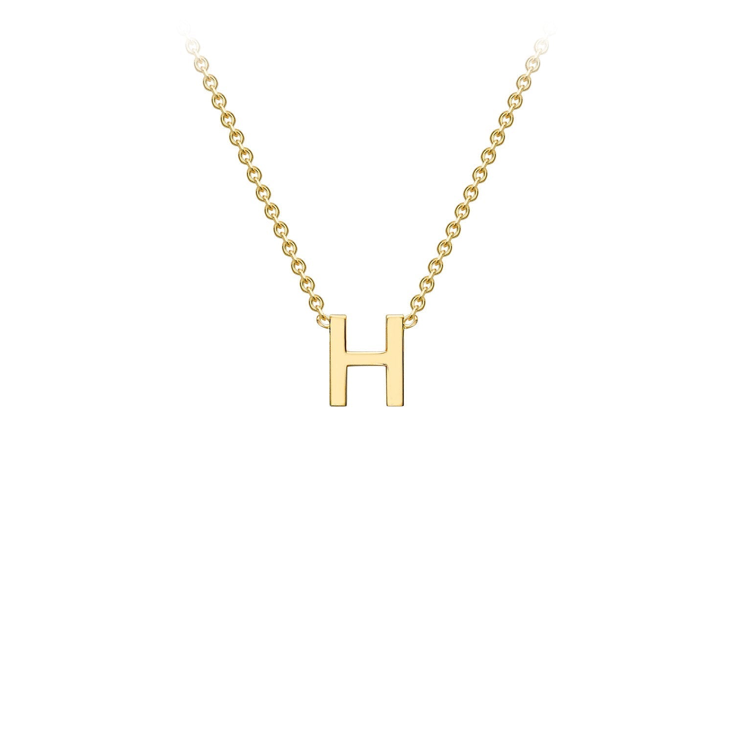 9ct Yellow Gold 'H' Initial Adjustable Letter Necklace 38/43cm