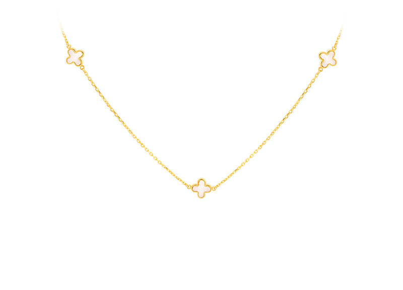 9ct Yellow Gold 3 Mother-of-Pearl Petal Necklace 40-42.5 cm