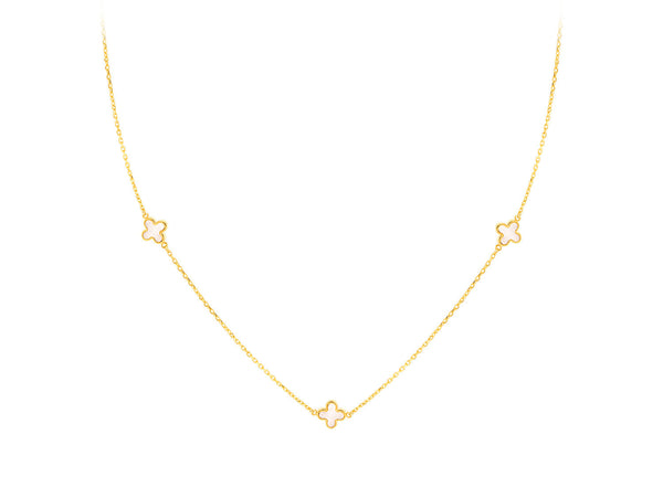 9ct Yellow Gold 3 Mother-of-Pearl Petal Necklace 40-42.5 cm