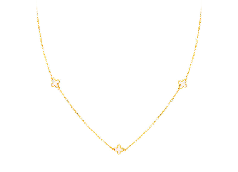 9ct Yellow Gold 3 Mother-of-Pearl Petal Necklace 40-42.5 cm