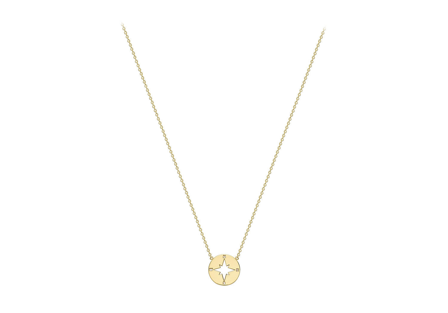9ct Yellow Gold Compass Necklace 40-42 cm