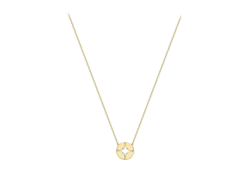 9ct Yellow Gold Compass Necklace 40-42 cm