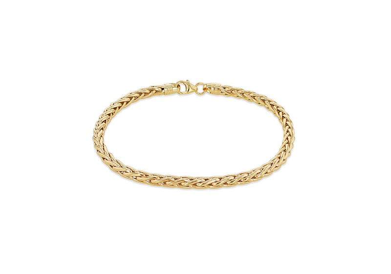 9ct Yellow Gold Wheat Link Bracelet 19 cm