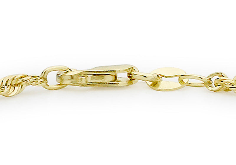 9ct Yellow Gold Hollow Twist Bracelet 18 cm