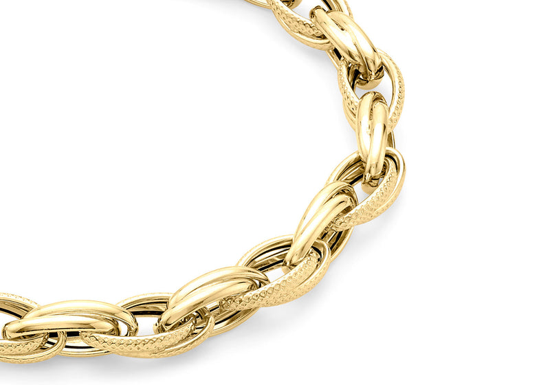 9ct Yellow Gold Chain Link Bracelet 18.5 cm