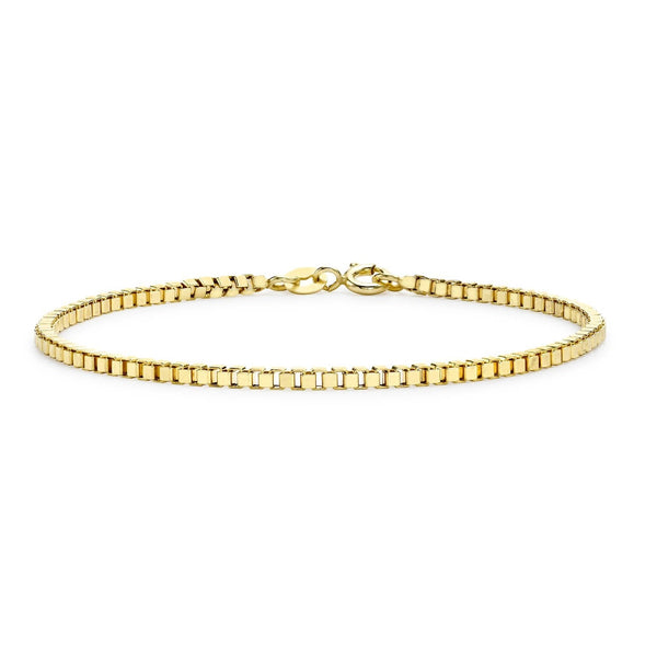 9ct Yellow Gold Hollow Box Bracelet 19cm