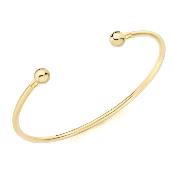 9ct Yellow Gold 2.5mm Tube 62mm x 50mm Torque Bangle