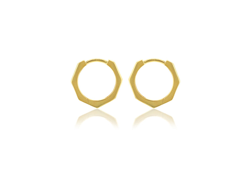 9ct Yellow Gold Hexagon Huggies