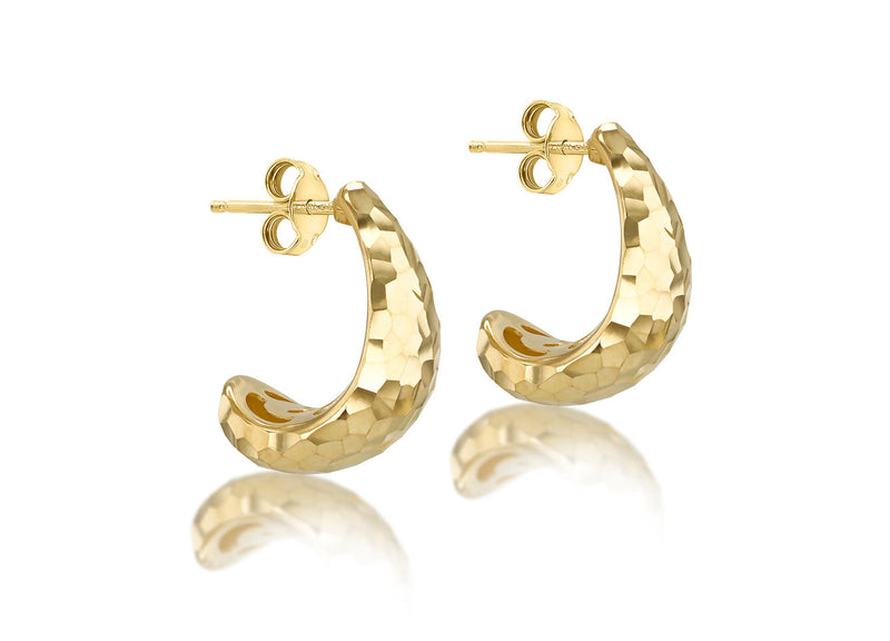 9ct Yellow Gold J Shape Stud Earrings