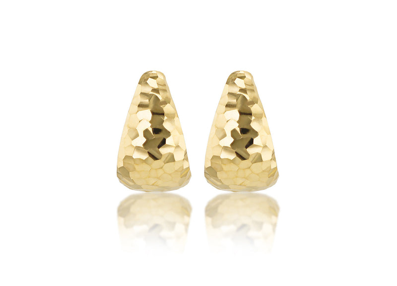 9ct Yellow Gold J Shape Stud Earrings