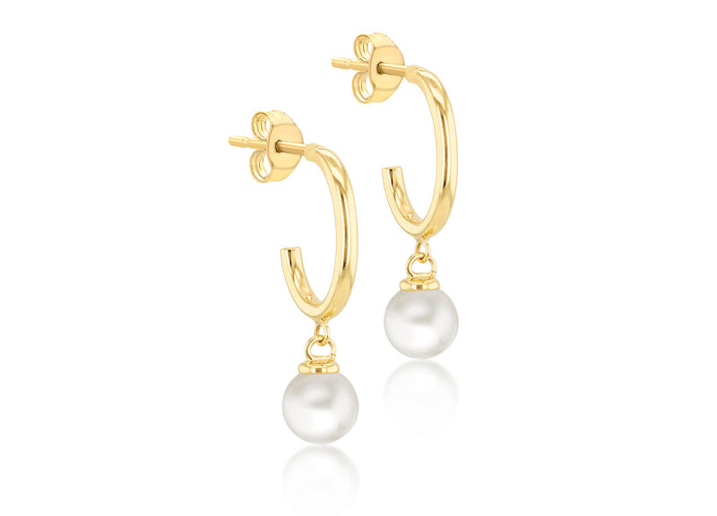 9ct Yellow Gold Freshwater Pearl Drop Earrings