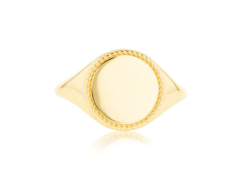 9ct Yellow Gold Round Rope Signet Ring