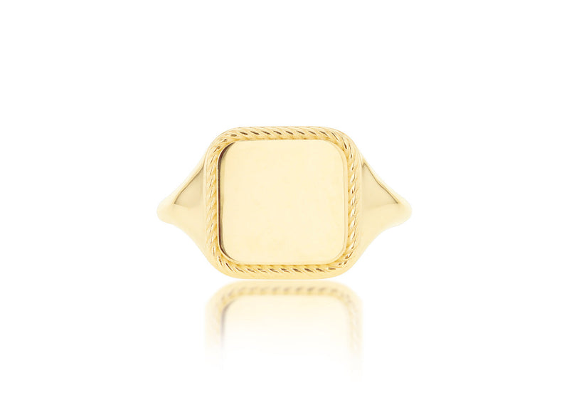 9ct Yellow Gold Square Rope Signet Ring