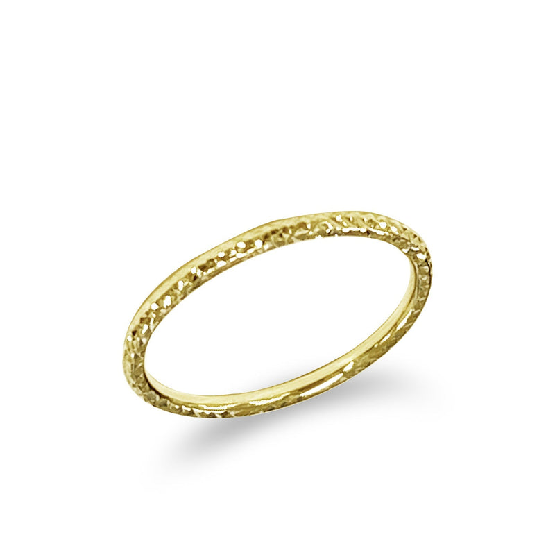 9ct Yellow Gold Solid Diamond Cut Stacker Ring