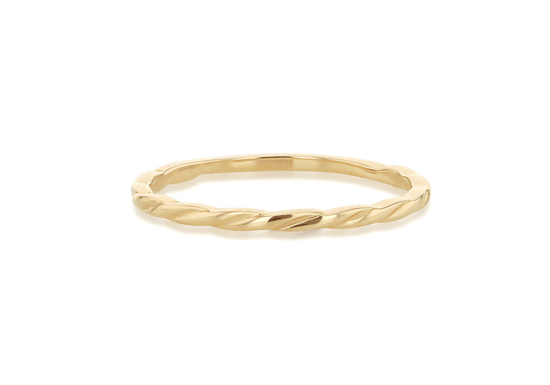 9ct Yellow Gold Twist Slim Stacker Ring