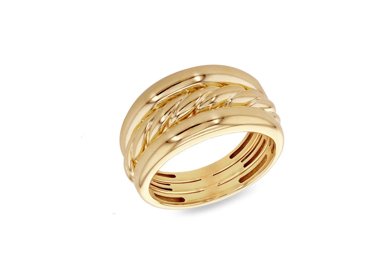 9ct Yellow Gold Wide Rope Ring