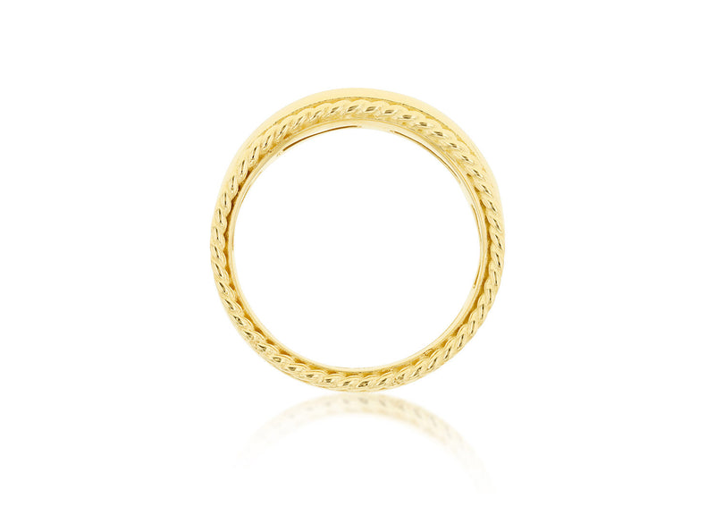 9ct Yellow Gold Wide Rope Edge Ring