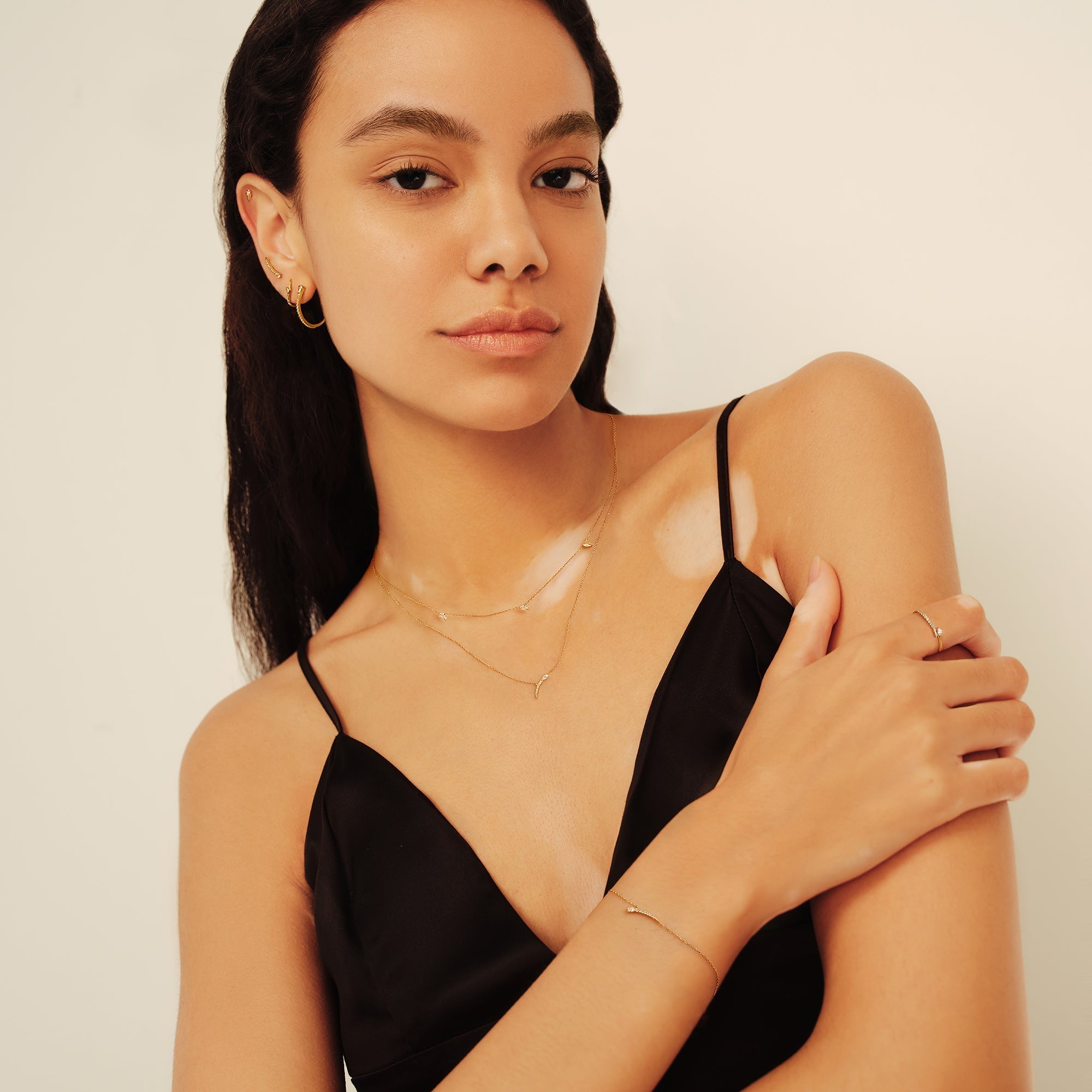 Ania Haie 14ct Gold White Sapphire Drop Necklace