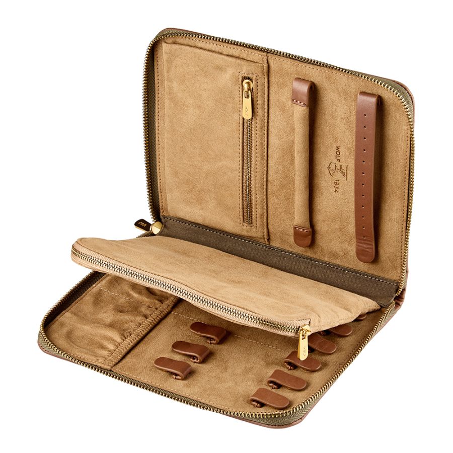 Wolf Ida Travel Zip Jewellery Portfolio Khaki