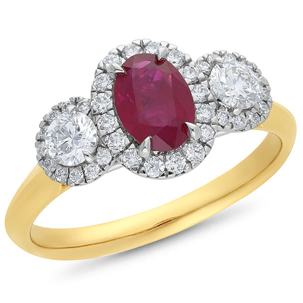 18ct White & Yellow Gold Ruby & Diamond Ring