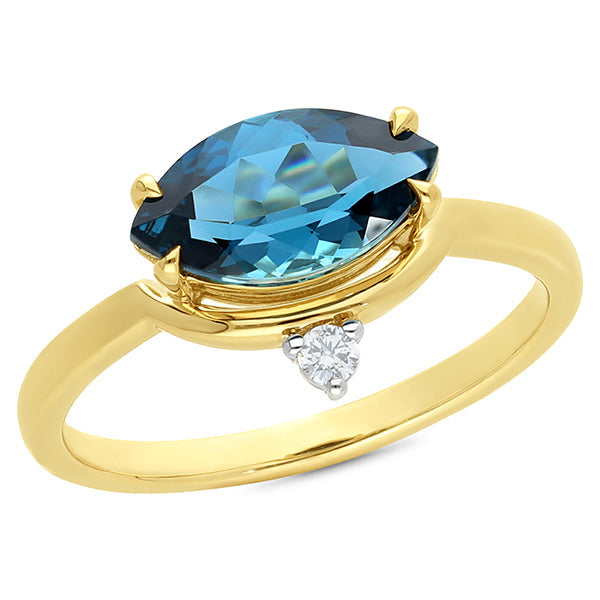 9ct Yellow Gold London Blue Topaz Ring