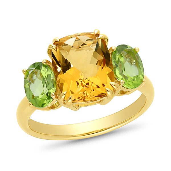 9ct Yellow Gold Citrine & Peridot Ring