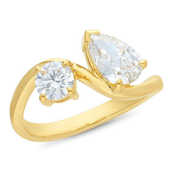 18ct Yellow Gold Toi et Moi Lab Grown Diamond Ring