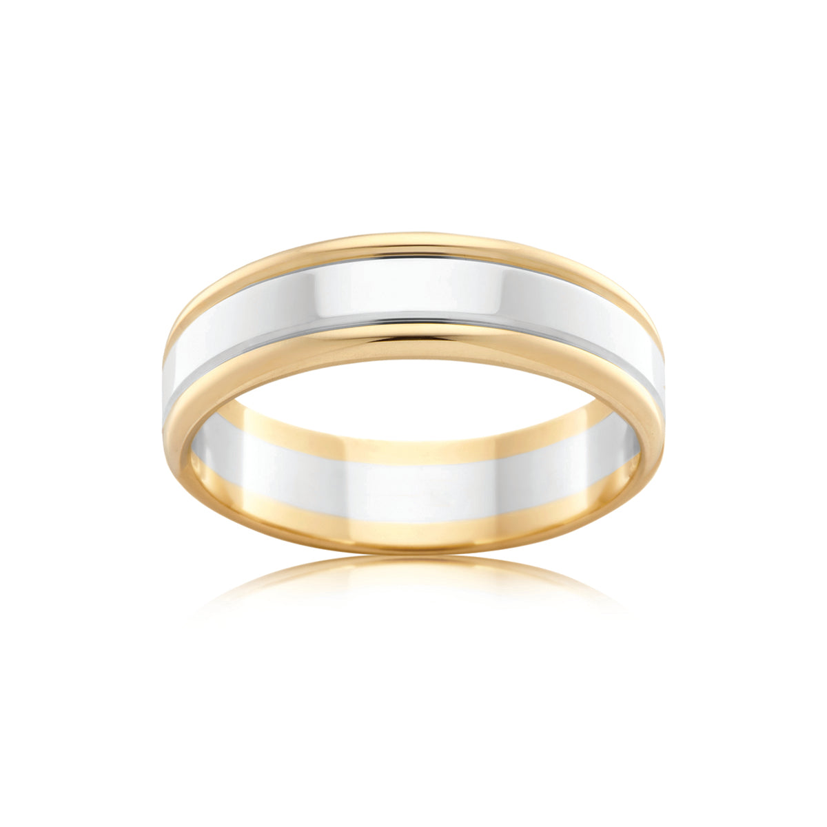 9ct Two-Tone Gold Faceted Wedding Ring
