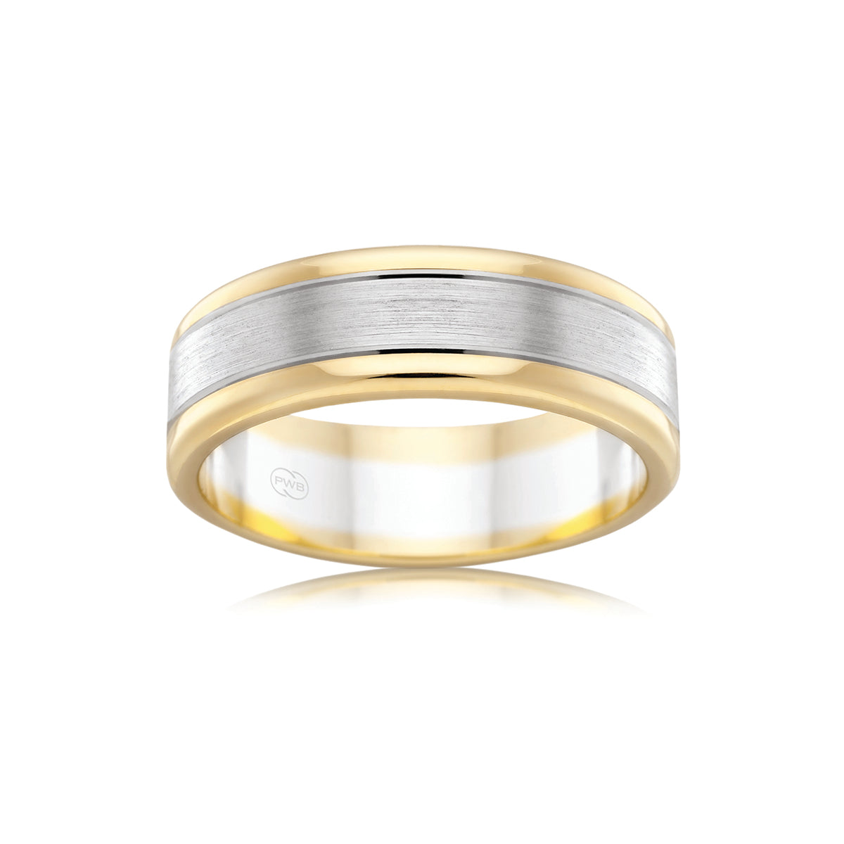 9ct Two-Tone Gold Faceted Wedding Ring