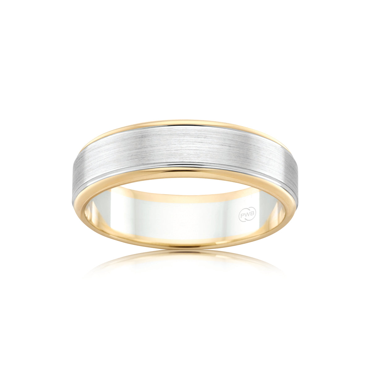 9ct Two-Tone Gold Faceted Wedding Ring