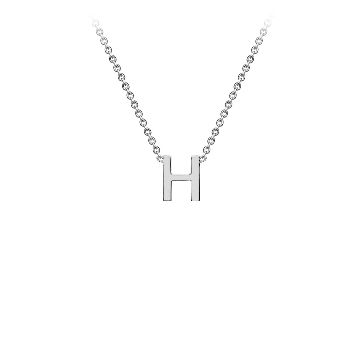 9ct White Gold 'H' Initial Adjustable Letter Necklace 38/43cm