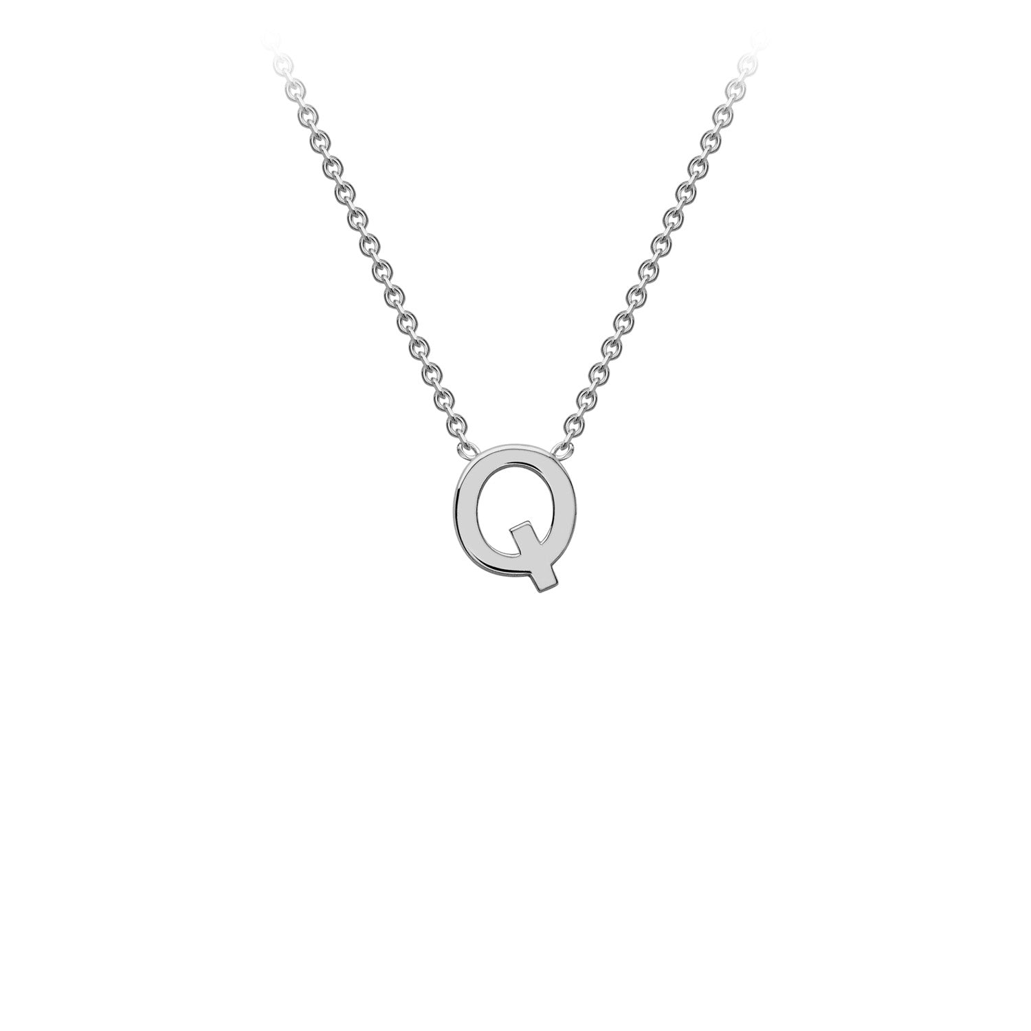 9ct White Gold 'Q' Initial Adjustable Letter Necklace 38/43cm