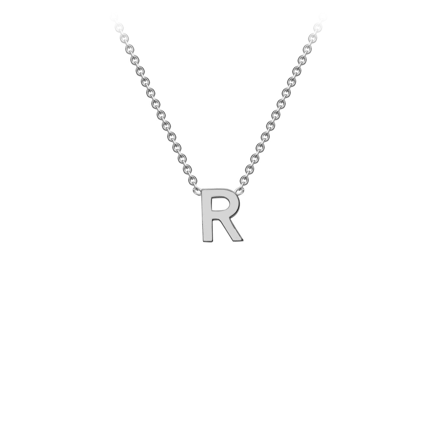 9ct White Gold 'R' Initial Adjustable Letter Necklace 38/43cm