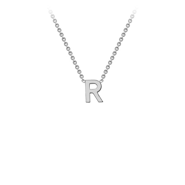 9ct White Gold 'R' Initial Adjustable Letter Necklace 38/43cm