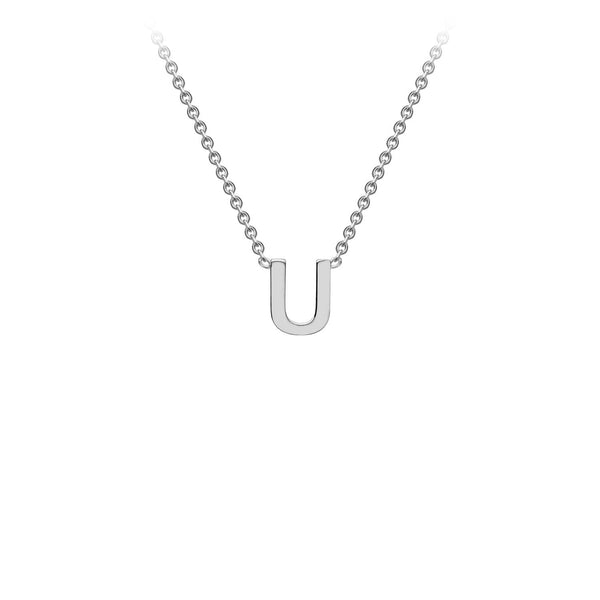 9ct White Gold 'U' Initial Adjustable Letter Necklace 38/43cm